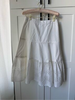 J. Crew Point Sur White Cotton Eyelet Skirt - Size 0